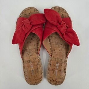 Nine West‎ Red Espadrille Cork Bow Slides Sandals Women's Size 8M